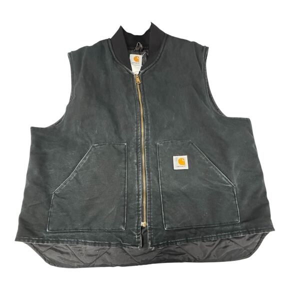 Carhartt Other - Carhartt Canvas Quilted Lined Work Vest Men's Size 4XL? Duck Canvas Black Retro